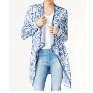 Tommy Hilfiger Blue White Star Print Longline
Open Front Cardigan